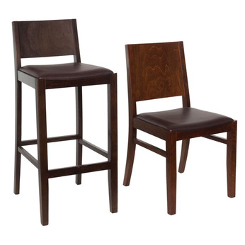 Wood Tapered Back Chairs & Barstools With Wood Frame