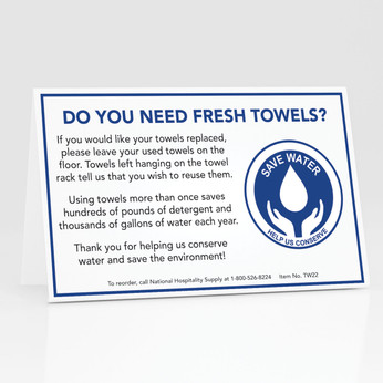 Fresh Towels? Table Tent Signs - 100/pk.