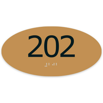 Classic 3.25" x 6.5" Oval ADA Braille Room Number Sign