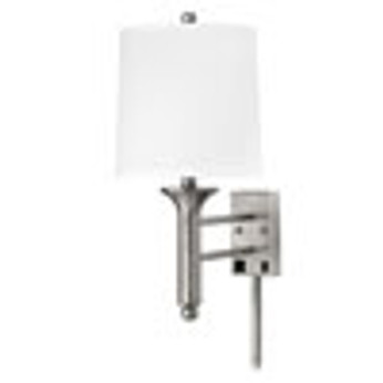 Brushed Steel Single Wall Lamp with 1 Outlet