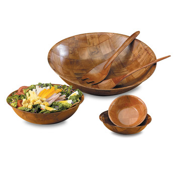 Woven Wood Salad Bowls