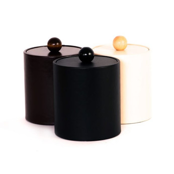 Leatherette Round Ice Bucket with Wood Knob - 2 Qt.