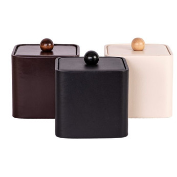 Leatherette Square Ice Bucket with Wood Knob - 3 Qt.