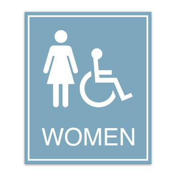 Essential Engraved Women's Restroom Sign with Border + Handicap Symbol