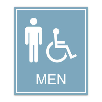 Essential Engraved Men's Restroom Sign with Border + Handicap Symbol