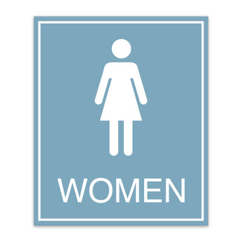 Essential Engraved Women's Restroom Sign with Border - 7.5" W x 9" H