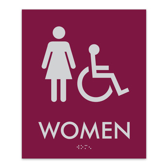 Essential ADA Braille Women + Accessible Restroom Sign - 7.5" X 9"