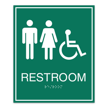 Essential ADA Unisex + Handicap Restroom Sign with Border - 7.5" x 9"