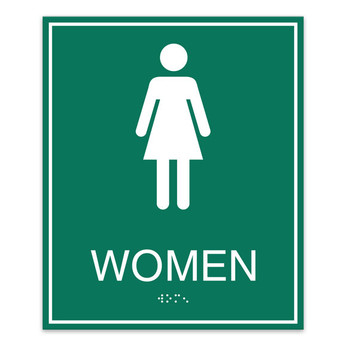 Essential Braille Women's Restroom Sign with Border - 7.5" x 9"