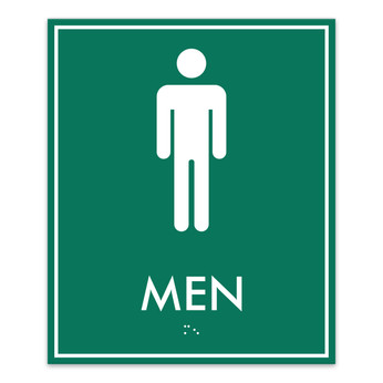 Essential Braille Men's Restroom Sign with Border - 7.5" x 9"