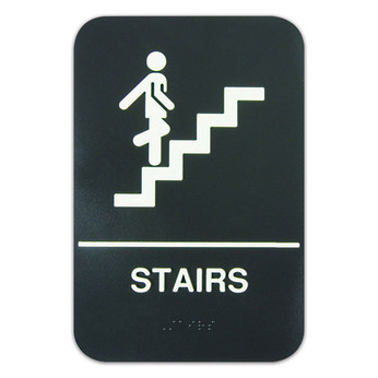 ADA Braille Black 6" x 9" Sign - Stairs