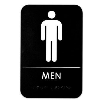 ADA Braille Black 6" x 9" Sign - Men Restroom