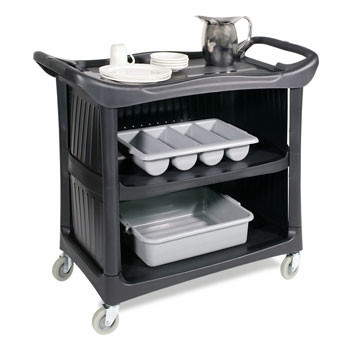 LodgMate Enclosed 3-Shelf Service Cart - 44"L x 21"W x 37"H