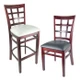 Wood Window Back Stools with Black Vinyl Seat