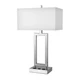 26"H Parallel Desk Lamp with 2 Outlets - Brushed Nickel