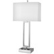 28"H Parallel Single Table Lamp with 2 Outlets - Brushed Nickel