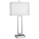 28"H Parallel Twin Table Lamp with 2 Outlets & 1 USB - Brushed Nickel