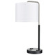23"H Pristine Twin Table Lamp with 2 Outlets (Brushed Nickel Accents)