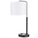 23"H Pristine Twin Table Lamp with 2 Outlets & 1 USB (Brushed Nickel Accents)