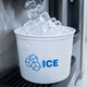 2 qt. Round White Ice Bucket with Blue "ICE" - 80/bx.