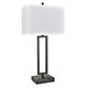 28"H Parallel Twin Table Lamp with 2 Outlets - Matte Black