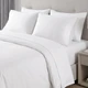 Milano 200 ct. Satin Stripe White Flat Sheet - Twin XL 66"x111"