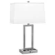 Verde Lux - Brushed Steel 2-Light Desk Lamp with 2 outlets & USB (26"H)