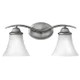 Brushed Steel 2-Light Vanity Fixture - 18"W x 9"H