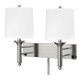 Brushed Steel Double Wall Lamp with 2 Outlets