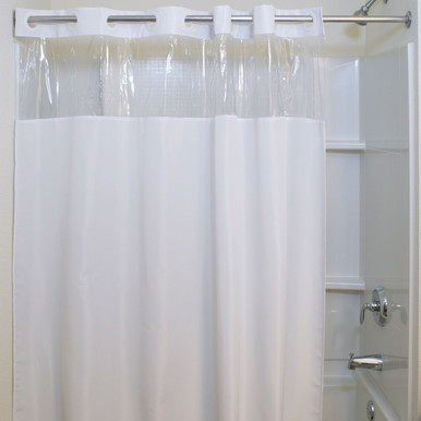 Vision Pre-Hooked Polyester Shower Curtain 71x74 | Hotel Bath