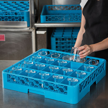 OptiClean 20-Compartment Divided Tilted Glass Rack