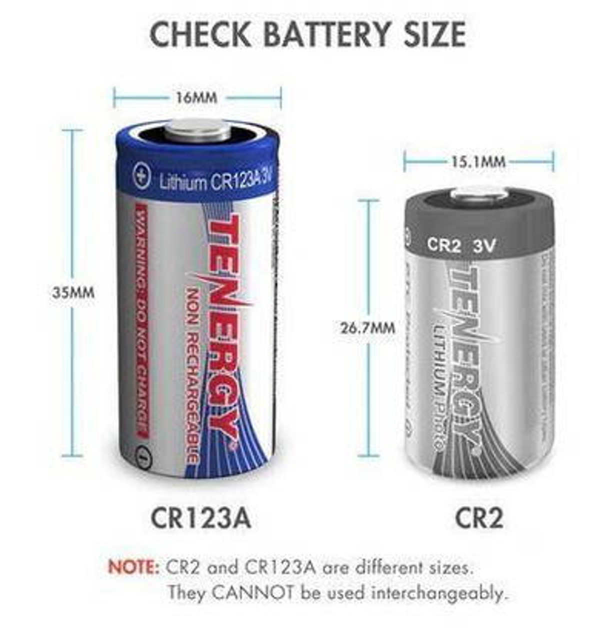 Tenergy CR123A Lithium Battery with PTC Protected - [Non-Rechargeable] 4PK