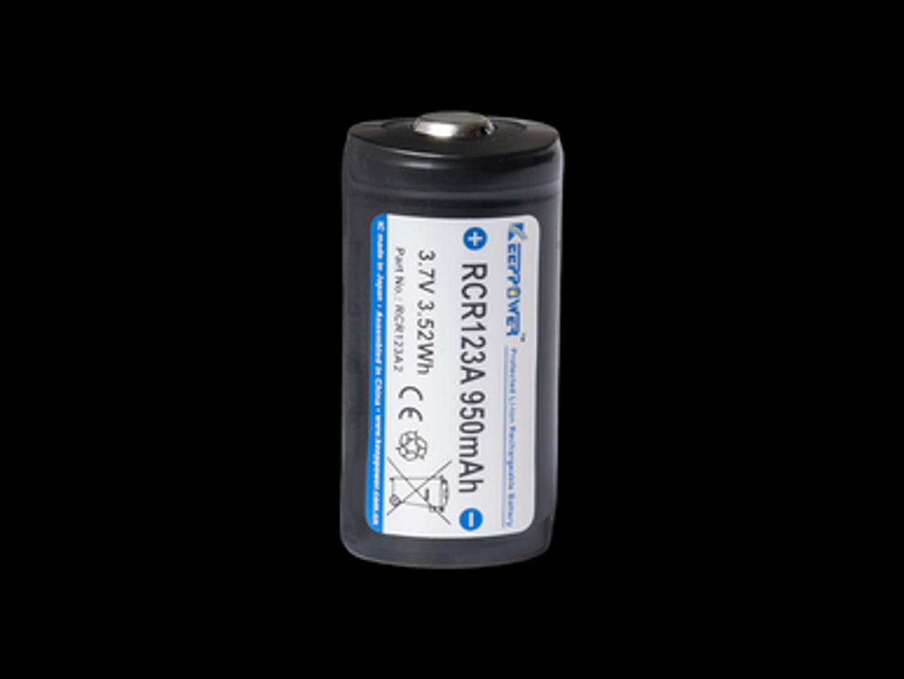 16340 KeepPower 950mAh RCR123A2 Protected Button Top 16340 KeepPower 950mAh RCR123A2 Protected Button Top