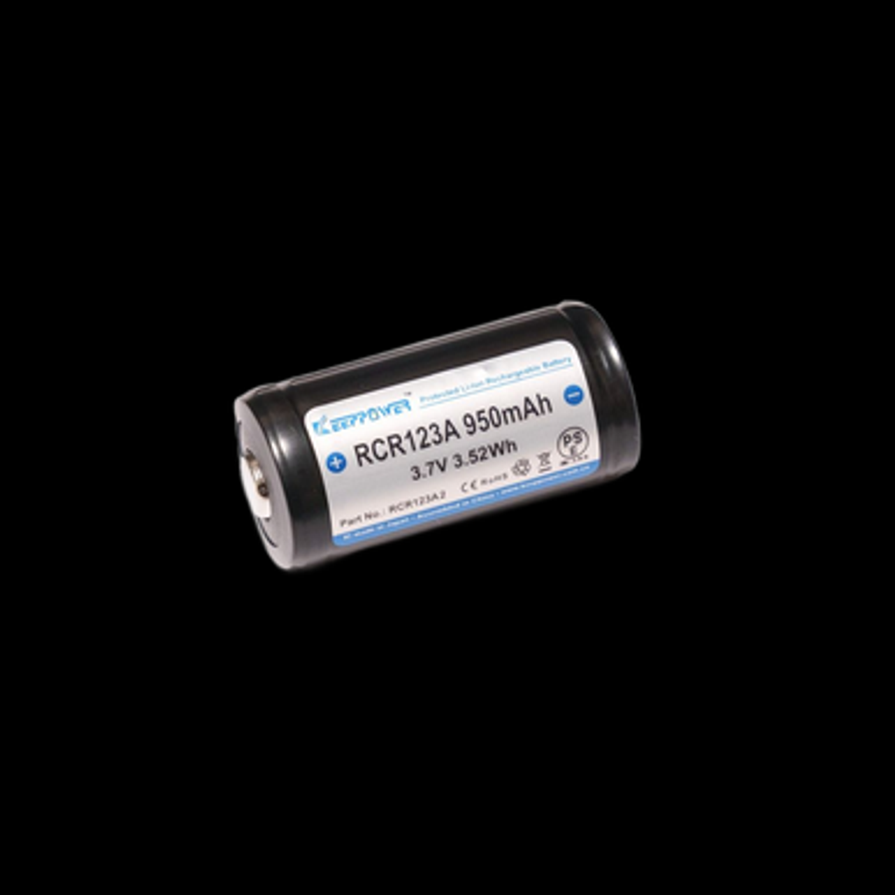 16340 KeepPower 950mAh RCR123A2 Protected Button Top 16340 KeepPower 950mAh RCR123A2 Protected Button Top