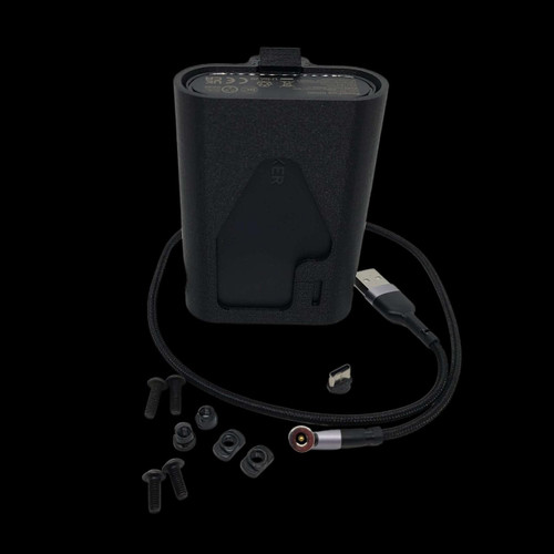 Dark Night Outdoors 10,000mAh External Battery Pack Kits, portable black battery with USB cable and mounting accessories. Dark Night Outdoors 10,000mAh External Battery Pack Kits, portable black battery with USB cable and mounting accessories.