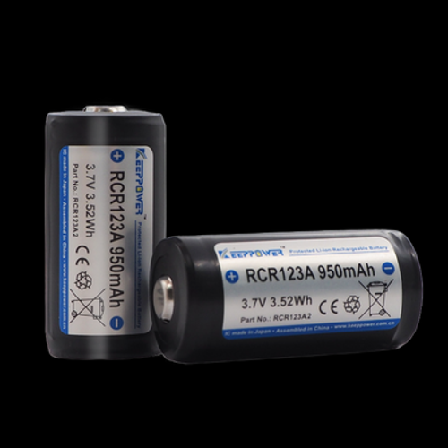 16340 KeepPower 950mAh RCR123A2 Protected Button Top