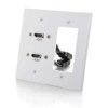 Dual HDMI Pass Through Double Gang Wall Plate with One Decorative Cutout - White