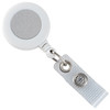 White Badge Reel with Silver Sticker