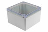 1554Qa2Gycl Ral7035 Grey Polycarb Plastic Watertight Enclosure, Clear Lid