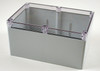 1554Vb2Gycl Ral7035 Grey Polycarb Plastic Watertight Enclosure, Clear Lid
