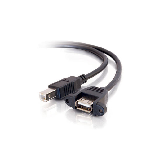2ft Panel-Mount USB 2.0 A Female to B Male Cable
