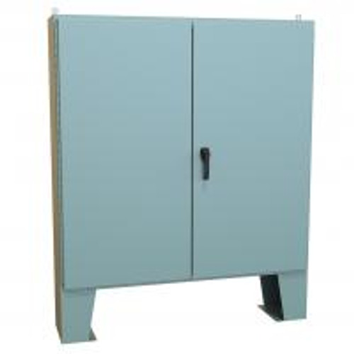 1422D12F N12 Dbl Door Floormount Encl w/Panel - 60 x 60 x 12 - Steel/Gray
