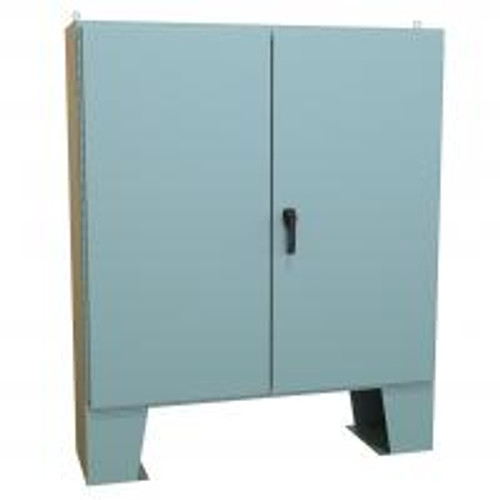 1422D16F N12 Dbl Door Floormount Encl w/Panel - 60 x 60 x 16 - Steel/Gray