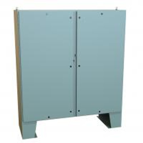 1422N4F24Fqt N4 Qtr Turn Dbl Door Floormount Encl w/Panel - 72 x 72 x 24 - Steel/Gray