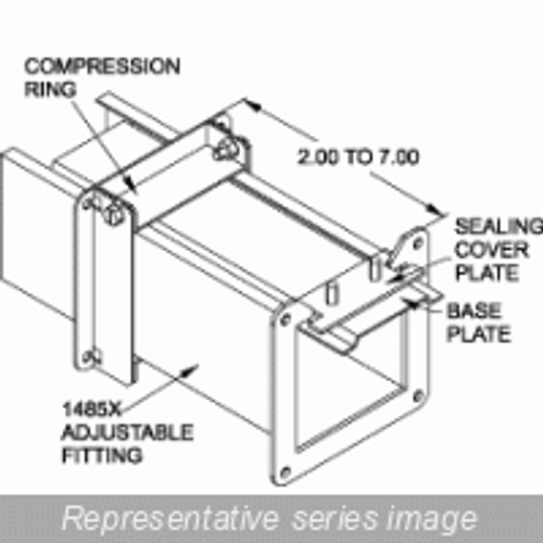 1485Dx N12 Wireway, Adjustable Fitting - Fits 6 x 6 - Steel/Gray