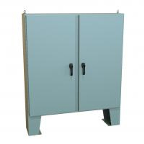 Hn4Fm606012 N4 3-Pt Dbl Door Floormount Encl w/Panel - 60 x 60 x 12 - Steel/Gray