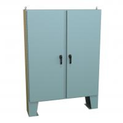 Hn4Fm726012 N4 3-Pt Dbl Door Floormount Encl w/Panel - 72 x 60 x 12 - Steel/Gray