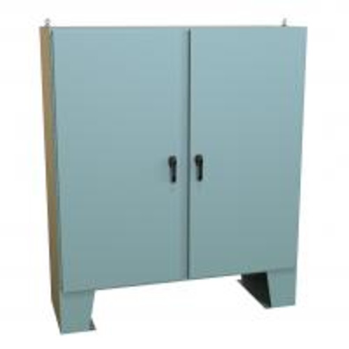 Hn4Fm727224 N4 3-Pt Dbl Door Floormount Encl w/Panel - 72 x 72 x 24 - Steel/Gray