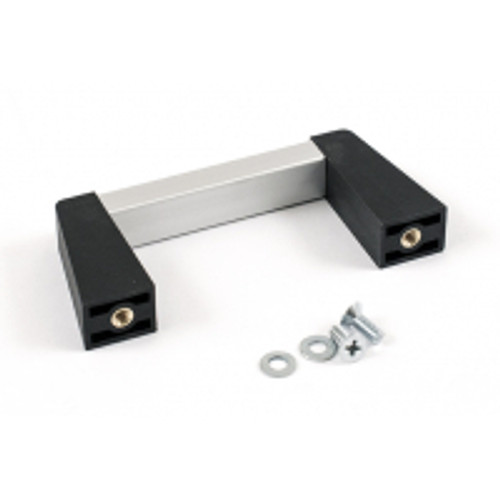 1427Gbc Handle - Aluminum. 3" Mounting Centers. 1.64" High. Clear Handle & Black Posts.
