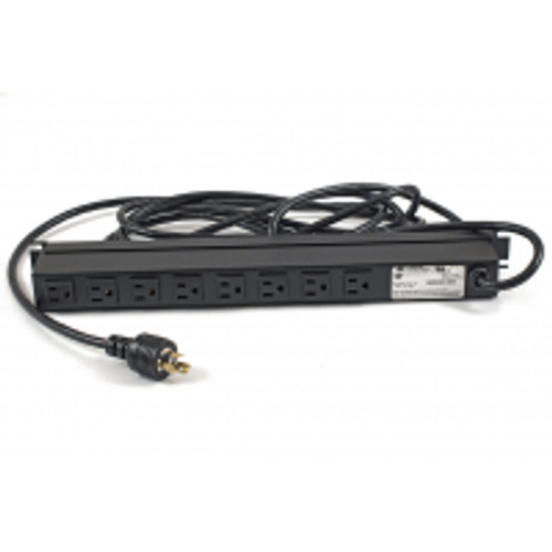 1583H8D1Bkv 15A 8 Outlet Strip w/ Switch, 15 Ft. t-Lock Shielded Cord - Outlets Rear - Black